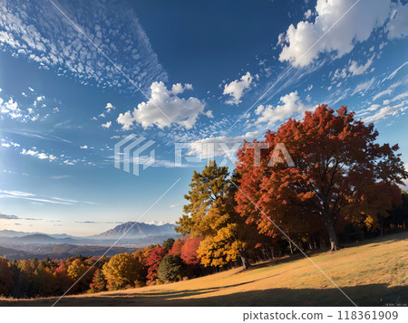 秋葉和藍天山 118361909