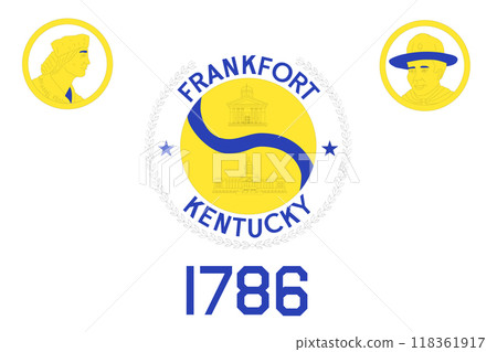 Flag of the city of Frankfort, Kentucky, USA, original colors and proportions. Illustration 118361917