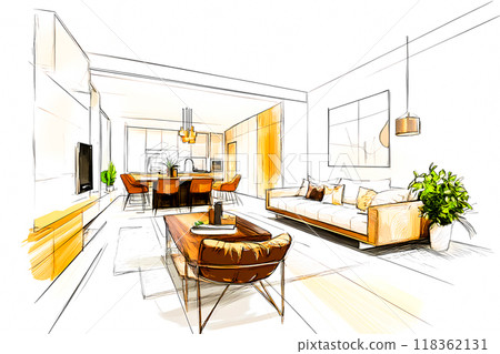 Rough sketch of living room-2 Rough sketch of living room-2 118362131
