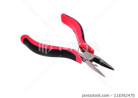 round nose pliers red black isolate close up round nose pliers red black isolate close up 118362470
