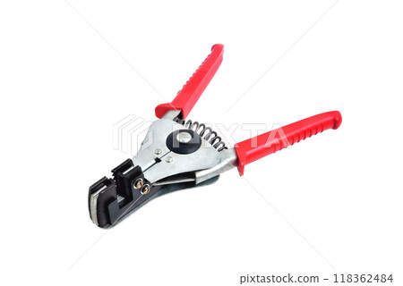wire stripper red color, close up isolate wire stripper red color, close up isolate 118362484