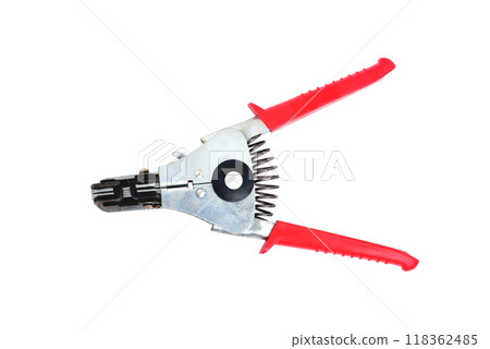 wire stripper red color, close up isolate 118362485