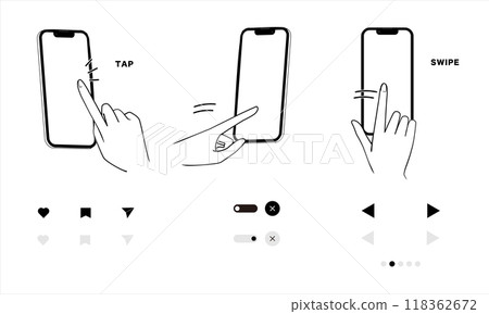 手觸碰智慧型手機的插畫集 118362672