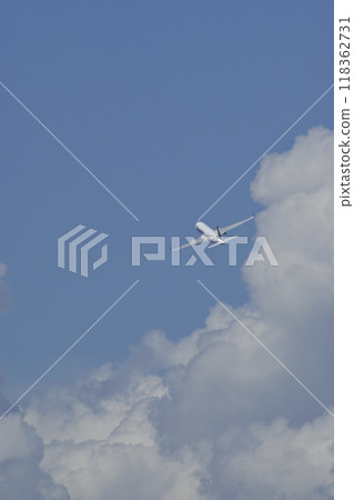 Airplane flying blue sky Airplane flying blue sky 118362731
