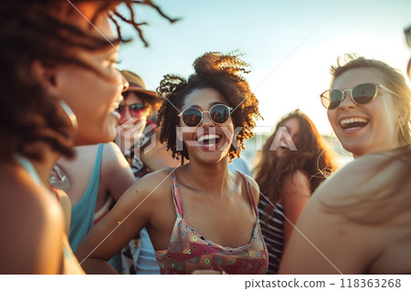 People with different body types confidently enjoy life, an interracial group of people 118363268