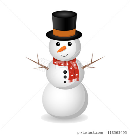 Snowman isolated on transparent background. Snowman isolated on transparent background. 118363493