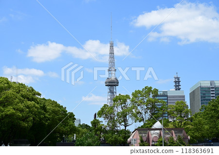 Nagoya TV Tower seen from Ai no Hiroba Chubu Electric Power MIRAITOWER Nagoya TV Tower seen from Ai no Hiroba Chubu Electric Power MIRAITOWER 118363691