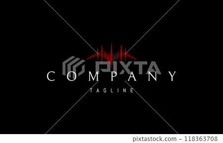 Vector red logo with an abstract image of a drone in the form of a bird. 118363708