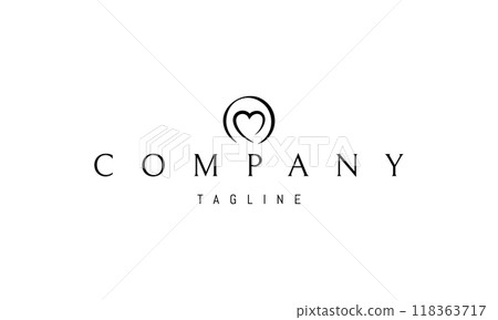 Vector logo with an abstract image of a heart in a circle. 118363717