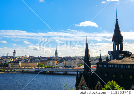 Stockholm cityscape seen from a hill in Sweden Stockholm cityscape seen from a hill in Sweden 118363748