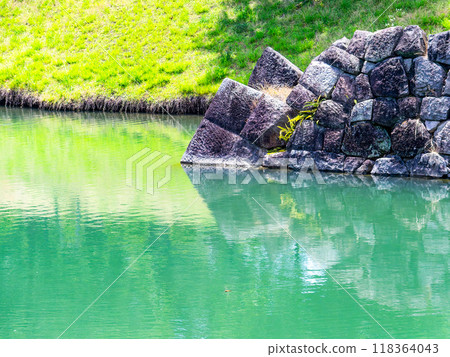 Beautiful and solemn view of the ruins of Sunpu Castle - Honmaru moat remains 118364043