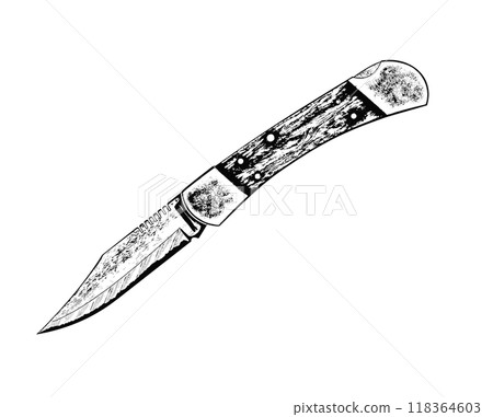 Folding pocket knife. Convenient functional knife when unfolded. 118364603