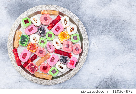 Turkish delight candy . Rahat lokum photography Turkish delight candy . Rahat lokum photography 118364972