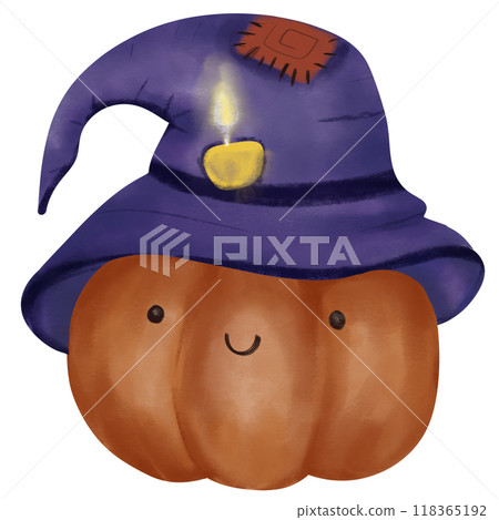 Halloween pumpkin with magic hat 118365192