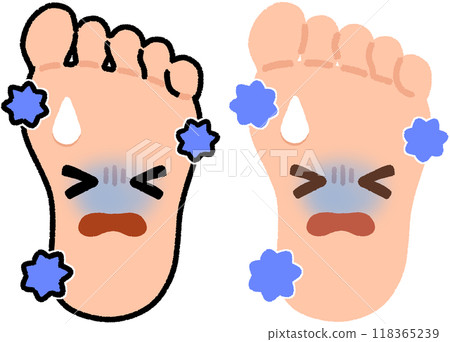 Foot character suffering from fungus 118365239