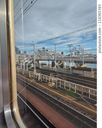 Yodo River at dusk as seen from the Hankyu train 118365365