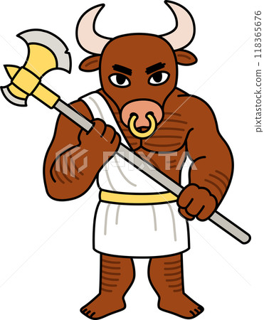 Cartoon Minotaur character drawing 118365676