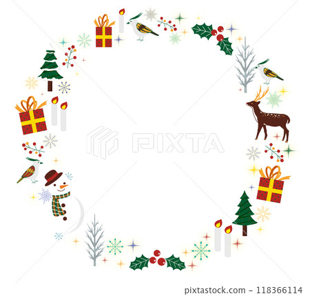 Christmas round frame material Winter cute frame material 118366114