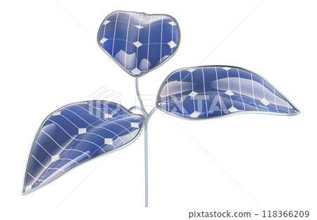 Plant from solar panels. Clean, green energy, concept. 3D rendering 118366209