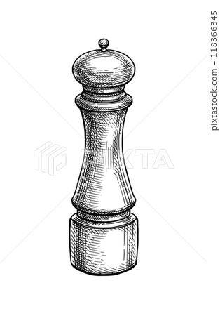 Spice mill ink illustration. Spice mill ink illustration. 118366345