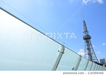 Nagoya TV Tower as seen from the rooftop of Oasis 21 Chubu Electric Power MIRAITOWER Nagoya TV Tower as seen from the rooftop of Oasis 21 Chubu Electric Power MIRAITOWER 118366488