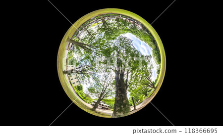 360度全景照片：神秘的水晶球世界，綠色星球 118366695