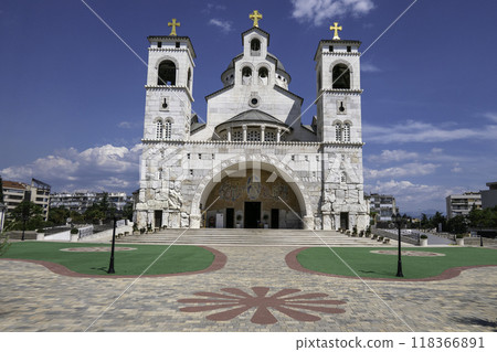 Montenegro, Podgorica, Facade of the Cathedral of the Resurrection of Christ. Montenegro, Podgorica, Facade of the Cathedral of the Resurrection of Christ. 118366891