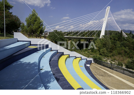 Montenegro, Podgorica, Millennium Bridge over the Moraca River 118366902