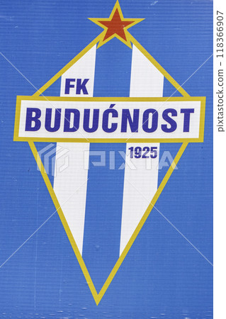 Montenegro, Podgorica, flag of Fudbalski klub Buducnost Podgorica, commonly abbreviated as FK Buducnost Podgorica, Montenegro, Podgorica, flag of Fudbalski klub Buducnost Podgorica, commonly abbreviated as FK Buducnost Podgorica, 118366907