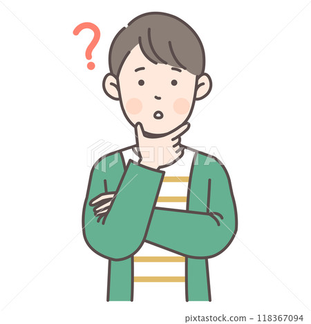 一個男人思考的上半身插圖 一個男人思考的上半身插圖 118367094