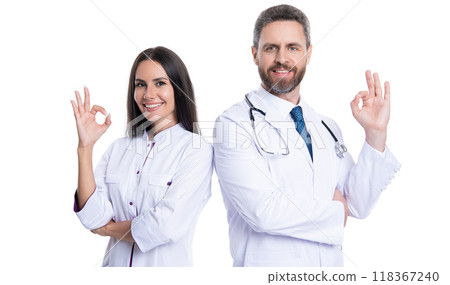 healthcare physician doctor isolated on white. medicine and healthcare. doctor show advertisement, 118367240