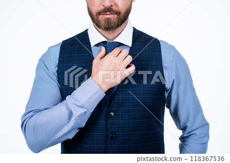 cropped man businessman tie necktie isolated on white, fashion 118367536
