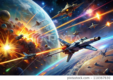 astronaut on spaceship rotate over desert 118367630