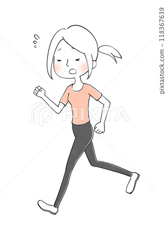 一位年輕女子跑步的插圖 118367639