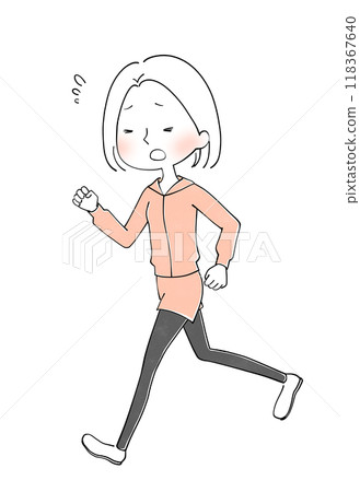 一位年輕女子跑步的插圖 118367640