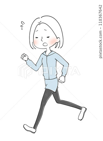 一位年輕女子跑步的插圖 118367642