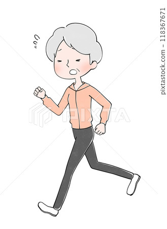 Illustration of a senior woman running Illustration of a senior woman running 118367671