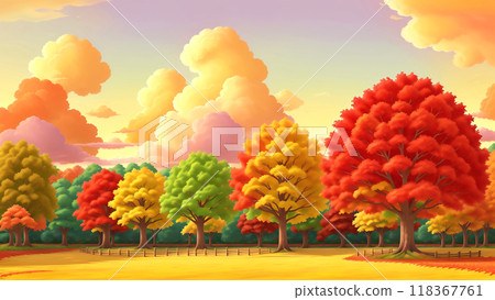 秋葉森林和公園,黃昏 秋葉森林和公園,黃昏 118367761