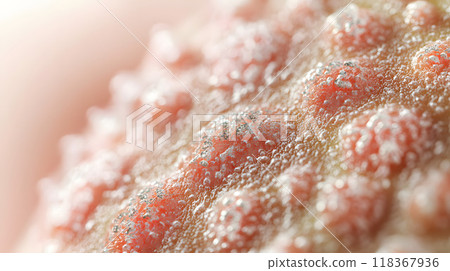 Zoomed-in image of irritated skin with small blisters Zoomed-in image of irritated skin with small blisters 118367936