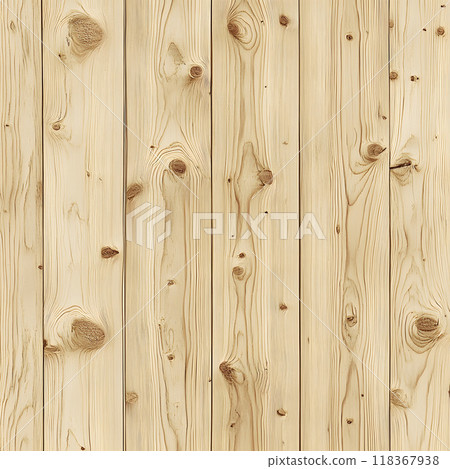 Unfinished light wood planks with visible knots for decor 118367938