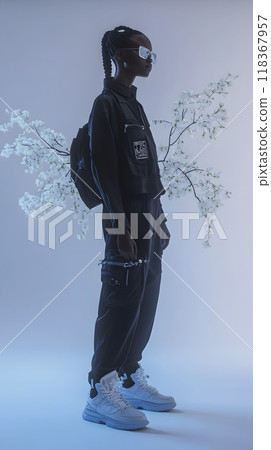 Fashionable Person in Stylish Sportswear with Backpack 118367957