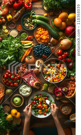 A person about to enjoy a lavish, organic salad meal. 118368039