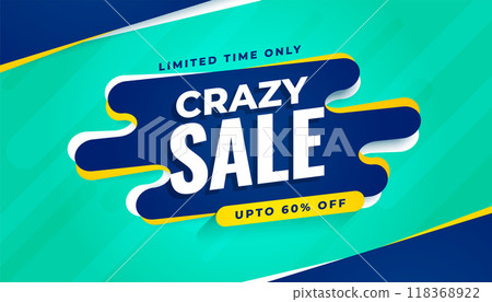 creative crazy sale banner with discount coupon in paper cut design 118368922