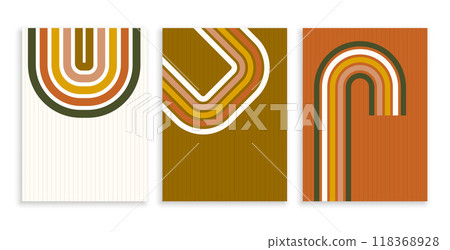 set of bohemian style retro lines background 118368928
