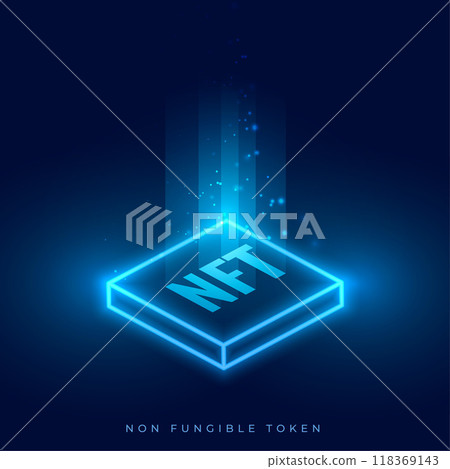 glowing virtual NFT non fungible crypto art background 118369143