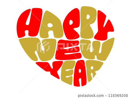 New Year retro heart shaped typography New Year retro heart shaped typography 118369208