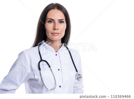 Confident practitioner doctor standing in medical office. general practitioner with stethoscope. medicine, healthcare and people concept. doctor practitioner at hospital. Prescription medicine 118369466