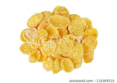 Cornflakes isolated on white background. Top view. Flat lay. 118369519
