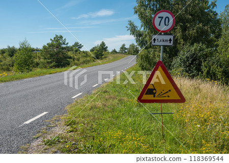 Road across the country, island Saaremaa, Estonia 118369544