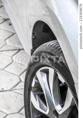 Wheel tread closeup 118369679